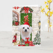 Maltezer Hond Kerstmis Kaart (Gele Bloem)