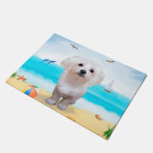 Maltezer hond op het strand deurmat (Schuin)