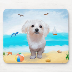 Maltezer hond op het strand muismat