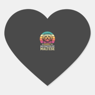 Maltezer Hond Retro Zonsondergang Afleid Hart Sticker