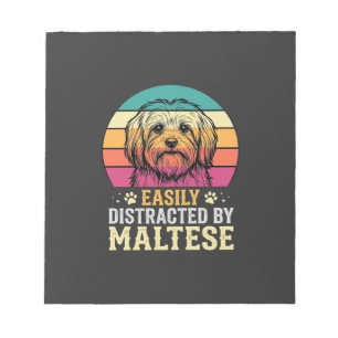 Maltezer Hond Retro Zonsondergang Afleidend Notitieblok