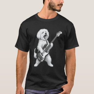 Maltezer hond speelt basgitaar Rock muziek hond li T-shirt