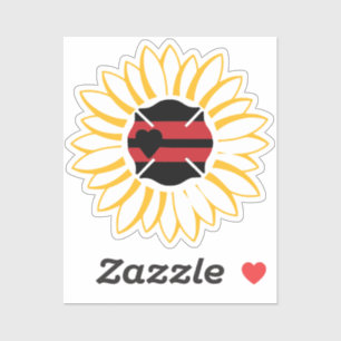 Maltezer Kruis met Rode Lijn en Hart in Zonnebloem Sticker