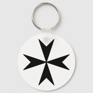 Maltezer Kruis v2 (zwart op wit) Sleutelhanger