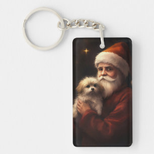 Maltezer met Kerstman Festieve Kerstmis Sleutelhanger