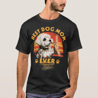 Maltezer Moeder Retro Zonsondergang Grappige Hond  T-shirt