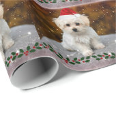 Maltezer Puppy Kerstmis Cadeaupapier (Rol Hoek)
