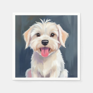 Maltezer Puppy Witte Hond Schilderij Servet