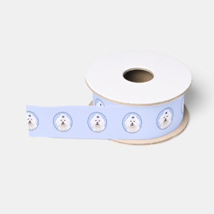Maltezer Schilderij - Lieve Originele Hond Kunst Grosgrain Lint