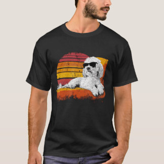 Maltezer Vader Grappige Hond Zonnebril Vintage Oud T-shirt