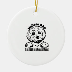 Maltezer vader zwart-wit ontwerp Maltezer hond Keramisch Ornament