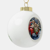Malti-Tzu Christmas Red Truck Holiday Keramische Bal Ornament (Links)