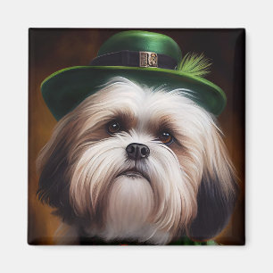 Malti Tzu Dog in St. Patrick's Day Dress Magneet