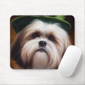 Malti Tzu Dog in St. Patrick's Day Dress Muismat (Met muis)