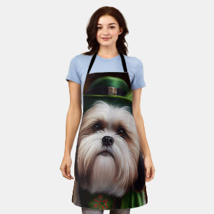 Malti Tzu Dog in St. Patrick's Day Dress Schort