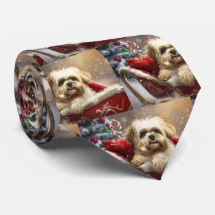 Malti Tzu hond Kerstmis Festief Stropdas