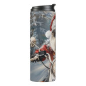 Malti Tzu Hond Rijden Motorfiets Kerstmis Thermosbeker (Gedraaid links)