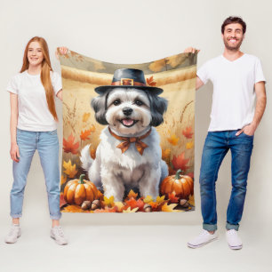 Malti Tzu In Herfstbladeren Dankdag Kunst Fleece Deken
