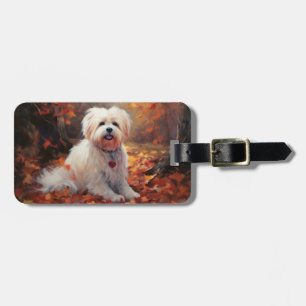 Malti Tzu in Herfstbladeren Vallen Inspireren Bagagelabel