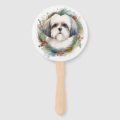 Malti Tzu Kerstkrans feestelijke pup Handwaaier (Voorkant)