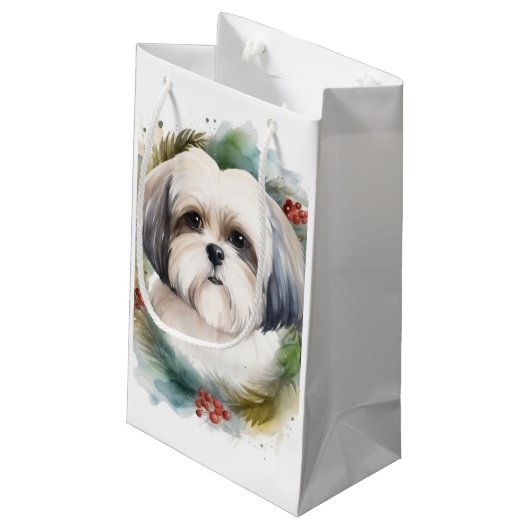 Malti Tzu Kerstkrans feestelijke pup Klein Cadeauzakje (Achterkant Gekanteld)