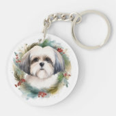 Malti Tzu Kerstkrans feestelijke pup Sleutelhanger (Achterkant)