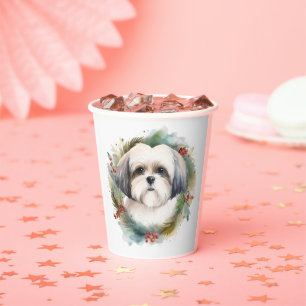 Malti Tzu Kerstkrans Festieve Pup Papieren Bekers