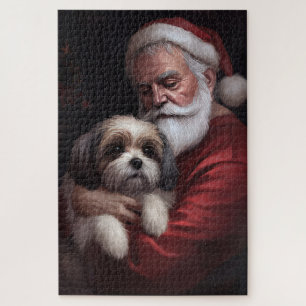 Malti Tzu met Kerstman Feestelijke Kerstmis Legpuzzel