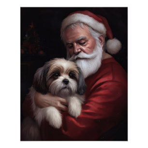 Malti Tzu met kerstman Feestelijke Kerstmis Perfect Poster