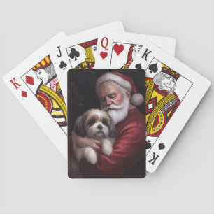 Malti Tzu met Kerstman Feestelijke Kerstmis Pokerkaarten