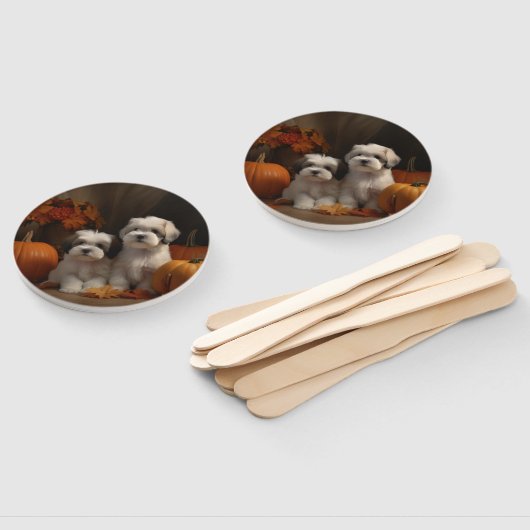 Malti tzu Puppy Herfst Verrukking Pompoen Handwaaier (Niet-gemonteerd)