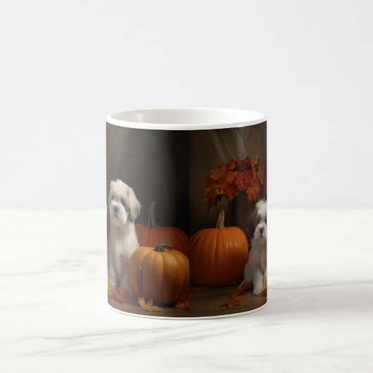 Malti tzu Puppy Herfst Verrukking Pompoen Koffiemok (Center)