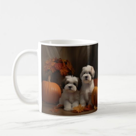 Malti tzu Puppy Herfst Verrukking Pompoen Koffiemok (Links)
