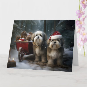 Malti tzu Sneeuw slee Christmas decoratie  Kaart