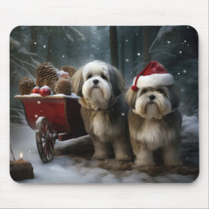 Malti tzu Sneeuw slee Christmas decoratie Muismat