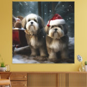 Malti tzu Sneeuwslee Kerstdecoratie Canvas Afdruk (Insitu (Woonkamer))