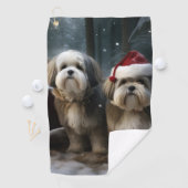 Malti tzu Sneeuwslee Kerstdecoratie Golfhanddoek (Insitu)
