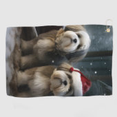 Malti tzu Sneeuwslee Kerstdecoratie Golfhanddoek (Horizontaal)