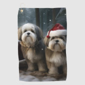 Malti tzu Sneeuwslee Kerstdecoratie Golfhanddoek (Voorkant)