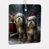 Malti tzu Sneeuwslee Kerstdecoratie Keramisch Ornament (Rechts)