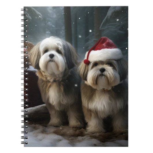 Malti tzu Sneeuwslee Kerstdecoratie Notitieboek (Voorkant)