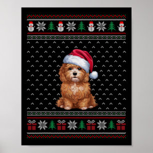 Maltipoo Dog Dearing Santa Hat Ugly Xmas Hondenlie Poster
