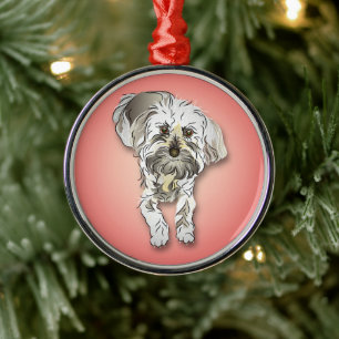 Maltipoo Dog op roze Metalen Ornament
