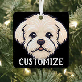 Maltipoo Hond Aangepaste Naam Memorial Kerstmis Metalen Ornament