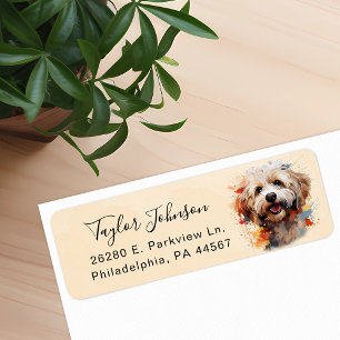 Maltipoo-hond retouradreslabel etiket