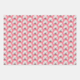 Maltipoo Hond Wit Roze Print Wrapping Paper Set