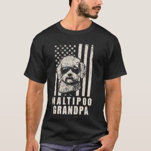 Maltipoo Opa Amerikaanse vlag hond Funny F T-shirt