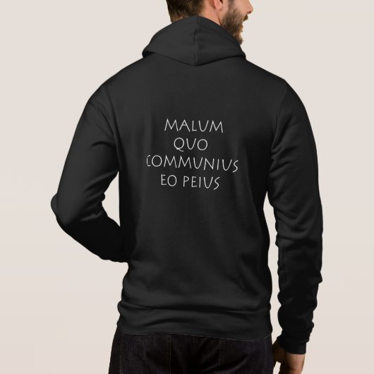 Malum quo communius eo peius hoodie (Achterkant)