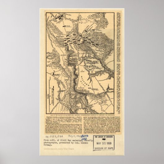 Malvern Hill Battle Map Poster (Voorkant)