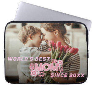 Mam 1 foto modern elegant roze girly moederdag laptop sleeve